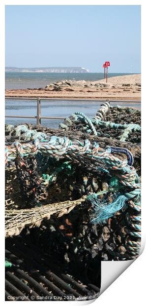 Mudeford Lobster pots Print by Sandra Day