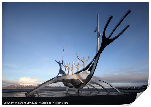 Sun Voyager Sculpture Iceland Print by Sandra Day