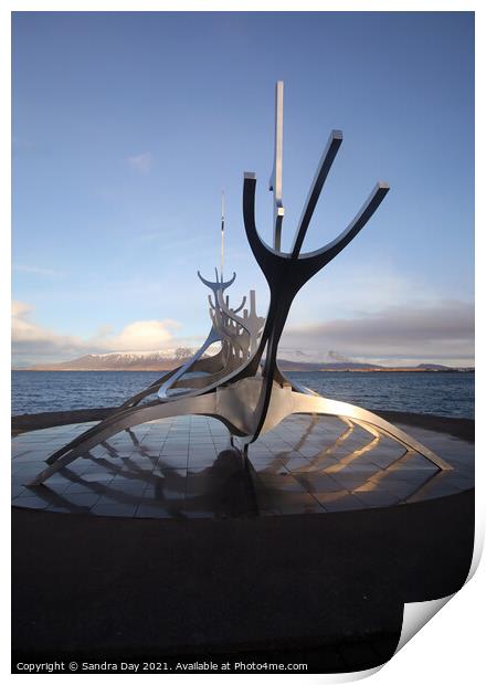 Iceland Reykjavik sun sculpture Print by Sandra Day