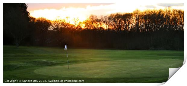 Long Golf Sunset 18th Hole Print by Sandra Day