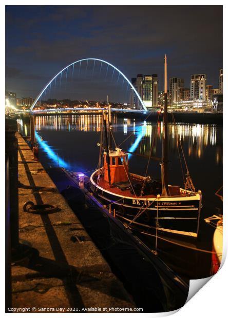 The Millennium Newcastle Bridge  Print by Sandra Day