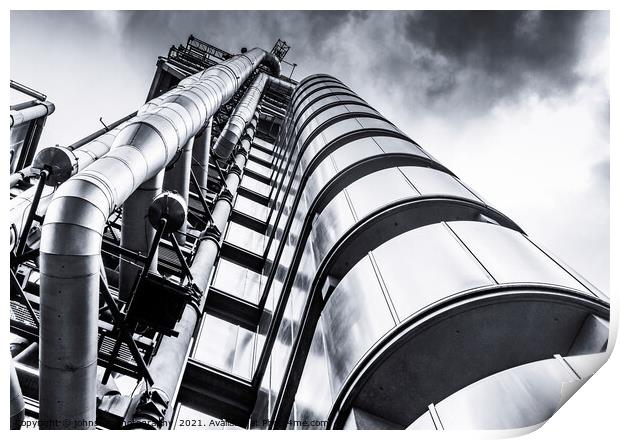 From below, The Lloyds of London Building in the City of London Print by johnseanphotography 