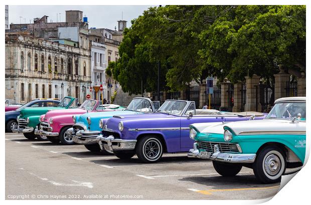 Havana Taxi Rank Print by Chris Haynes