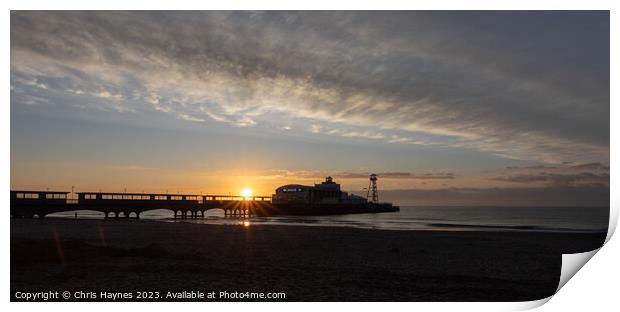 Winter sunrise over Bournemouth Pier Print by Chris Haynes