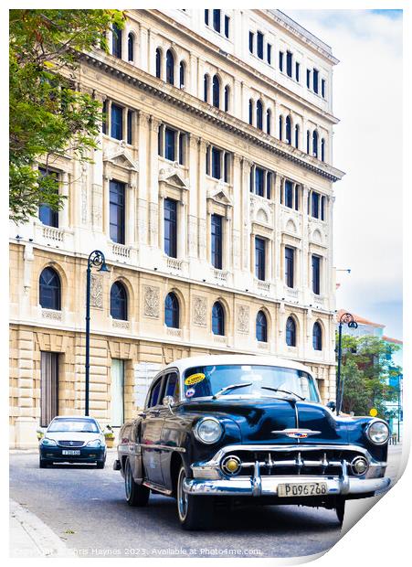 Cuban Taxi Havana Print by Chris Haynes