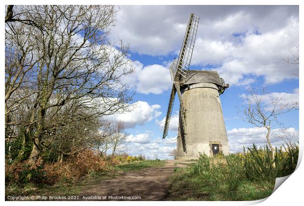 Bidston Windmill Print by Philip Brookes