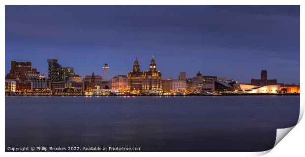 Liverpool Waterfront at Night Print by Philip Brookes