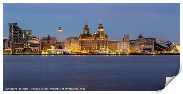 Liverpool Waterfront at Night Print by Philip Brookes