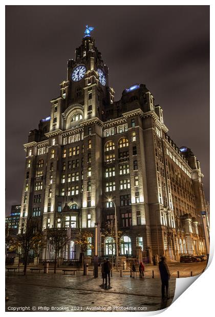 Liver Building Illuminated Print by Philip Brookes
