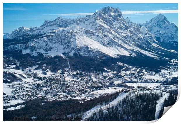Snow Covered Skiing Resort of Cortina d Ampezzo in Italy Print by Dietmar Rauscher