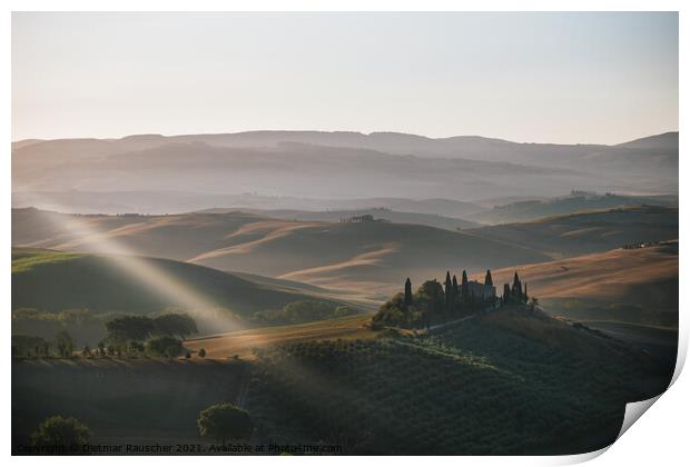 Podere Belvedere Villa in Val d'Orcia Region in Tuscany, Italy   Print by Dietmar Rauscher