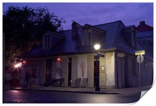 Lafitte's Blacksmith Shop in New Orleans, Louisiana in the evening Print by Dietmar Rauscher