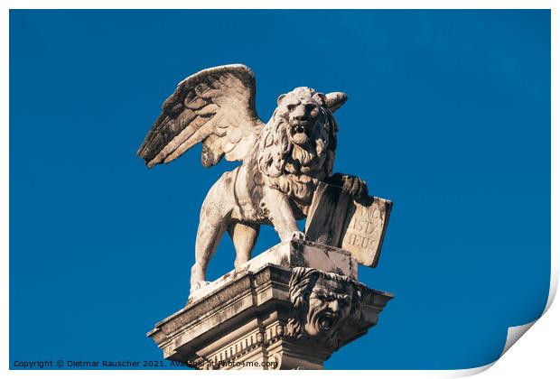 Winged Lion of Saint Mark on Piazza dei Signori, Padua Print by Dietmar Rauscher