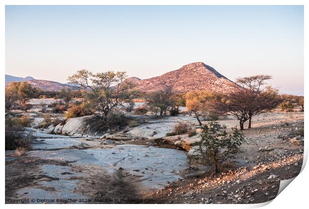 Etendero Mountain in the Erongo Region of Namibia in the Evening Print by Dietmar Rauscher