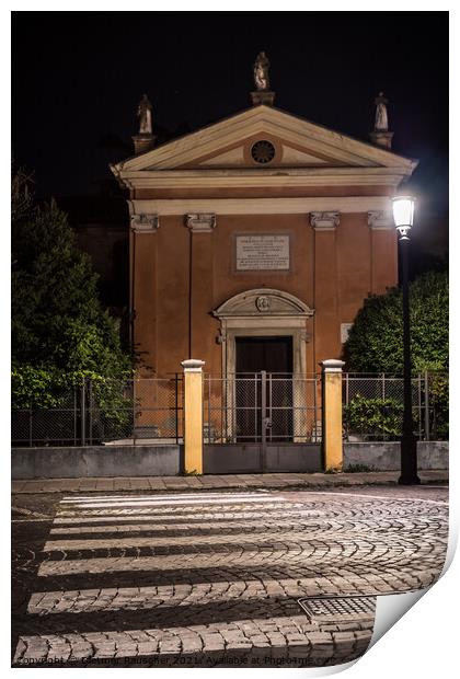 Chiesa San Luca Evangelista Church in Padova at Night Print by Dietmar Rauscher