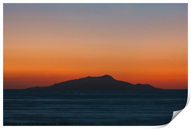 Ischia Island Silhouette at Sunset Print by Dietmar Rauscher