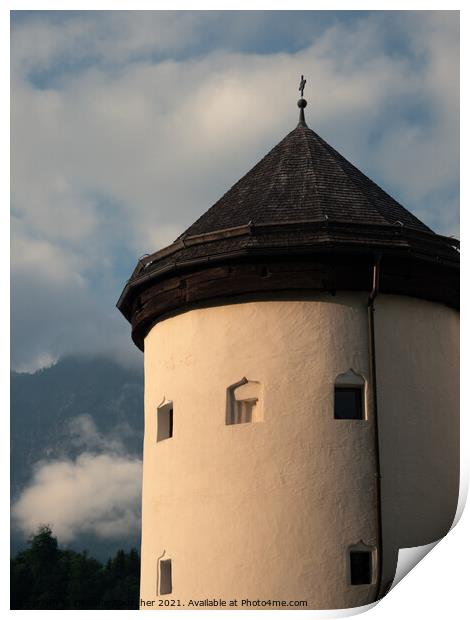 Goldegg Castle Detail of Round Tower in Pongau, Salzburg, Austri Print by Dietmar Rauscher