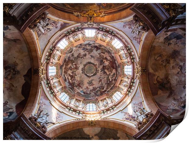 Interior Dome of Saint Nicholas Church, Prague Print by Dietmar Rauscher
