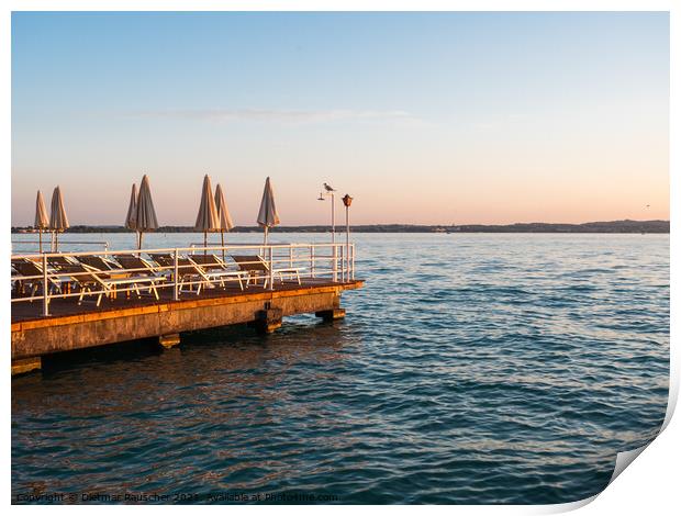 Bathing Platform on Lake Garda in Sirmione, Italy Print by Dietmar Rauscher