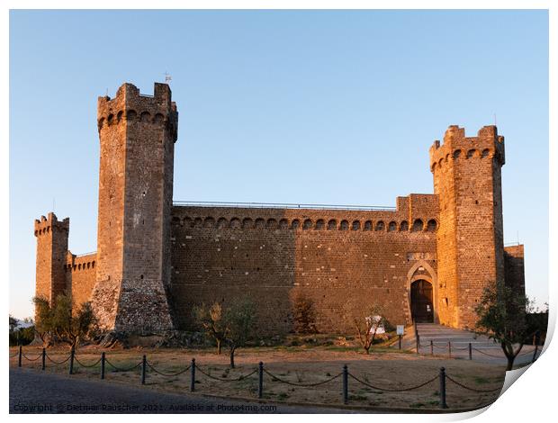 Montalcino Fortress Castle at Sunrise Print by Dietmar Rauscher