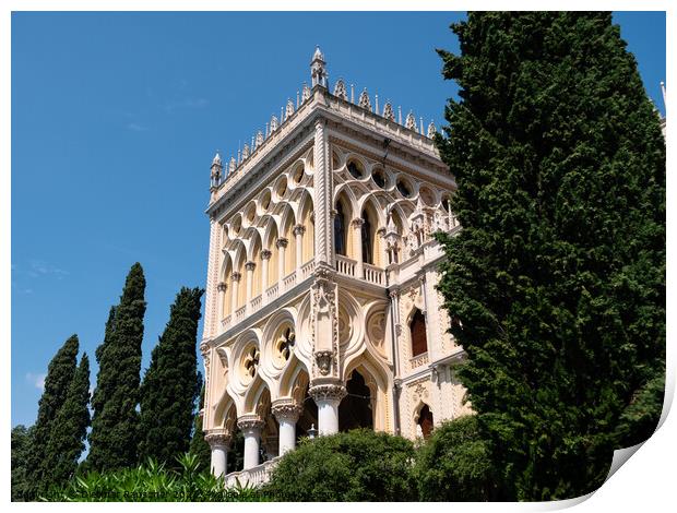 Villa Borghese on Isola del Garda Island Facade Print by Dietmar Rauscher