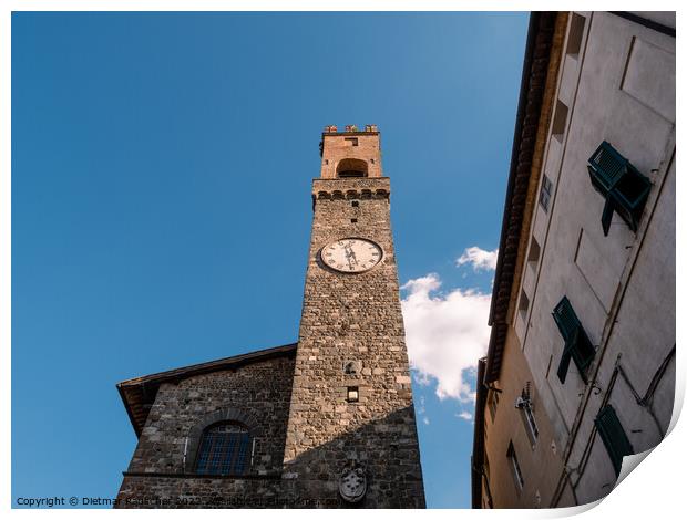 Palazzo dei Priori Montalcino Clock Tower Print by Dietmar Rauscher