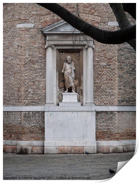 Statue of Saint Paul at the Church of San Polo, Venice Print by Dietmar Rauscher