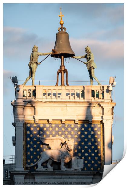 Saint Mark's Clocktower in Venice with Moors striking Bell Print by Dietmar Rauscher