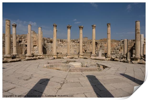 Agora of Gerasa with Columns in Jerash, Jordan Print by Dietmar Rauscher