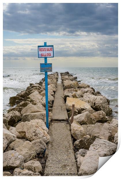 Breakwater on Lido Beach in Venice Print by Dietmar Rauscher