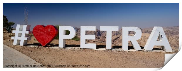I love Petra Sign in Jordan Print by Dietmar Rauscher