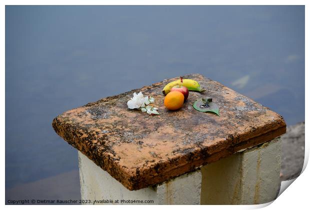 Offering at Ganga Talao Grand Bassin Lake in Mauritius Print by Dietmar Rauscher