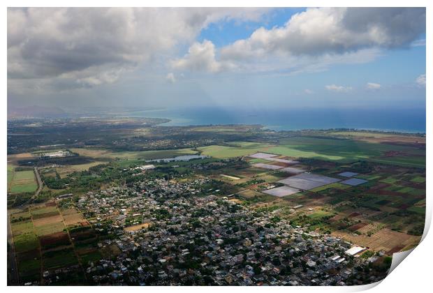 Mauritius Aerial Landscape near Triolet Print by Dietmar Rauscher