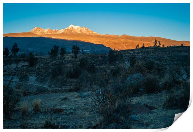 Andes Mountain Landscape near Yanque, Colca Canyon, Peru at Dawn Print by Dietmar Rauscher