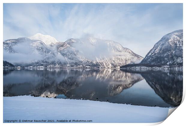 Lake Hallstatt in Winter in the Salzkammergut, Upper Austria  Print by Dietmar Rauscher