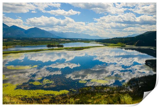 Reflection Wetlands Mountain Landscape Print by Shawna and Damien Richard