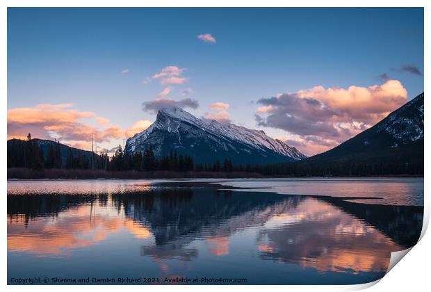 Mount Rundle reflected in Vermillion Lakes Print by Shawna and Damien Richard