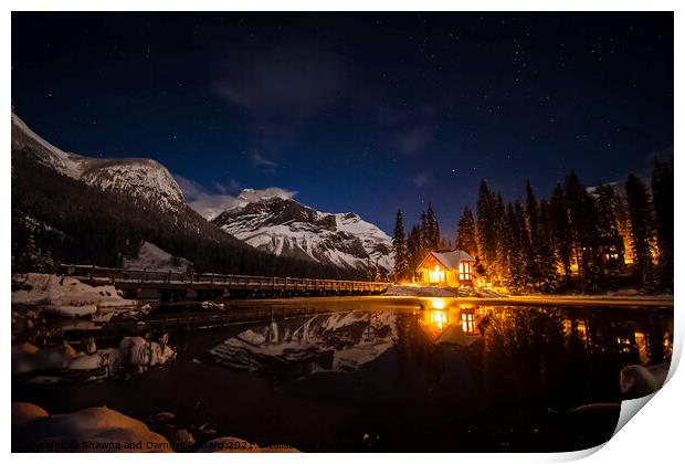 Emerald Lake Lodge at Night Print by Shawna and Damien Richard