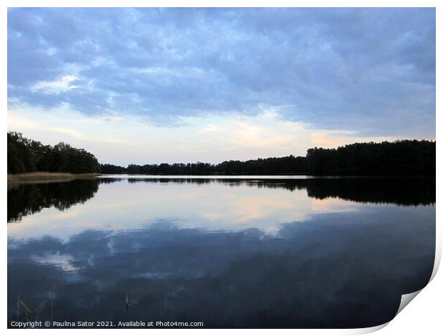 Quiet and peaceful lake. Poland, Masuria Print by Paulina Sator