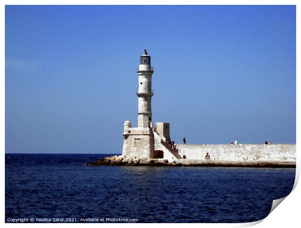 Lighthouse in Chania, Greece Print by Paulina Sator