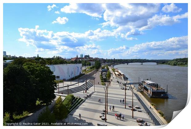 Vistula Boulevards promenade. Warsaw, Poland Print by Paulina Sator