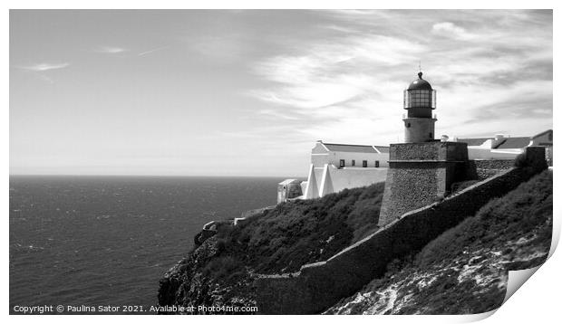 Lighthouse at the Cape St. Vincent. Algarve Print by Paulina Sator