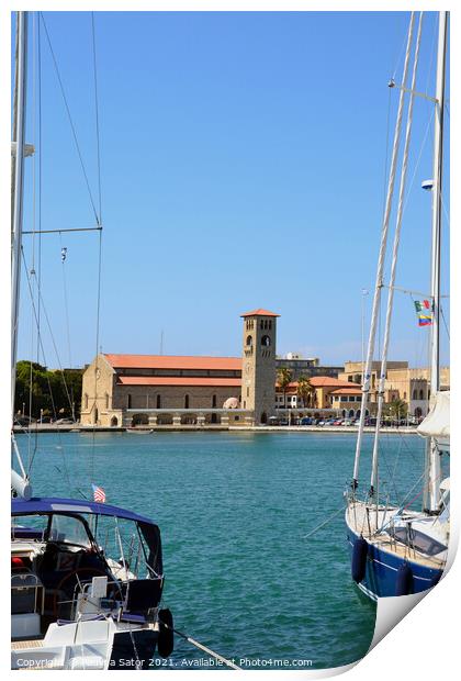 Mandraki Harbour, Rhodes Print by Paulina Sator