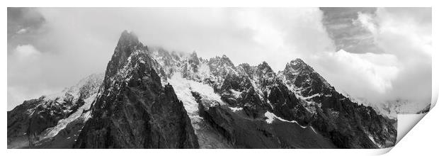 Aiguille Verte alps mountains Glacier Charmonix france Black and Print by Sonny Ryse