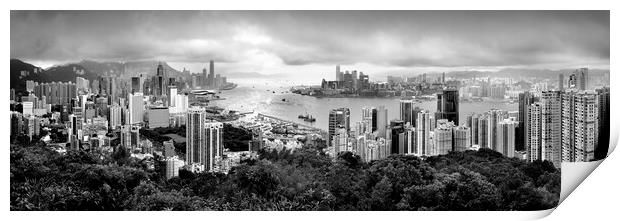 Hong Kong Skyline from north point black and white Print by Sonny Ryse