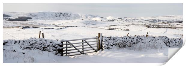 Wharfedale covered in snow in winter Yorkshire Dales Print by Sonny Ryse