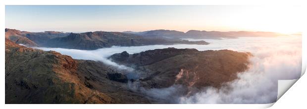 Langdale and Blea Tarn Aerial Cloud Inversion Lake District Print by Sonny Ryse