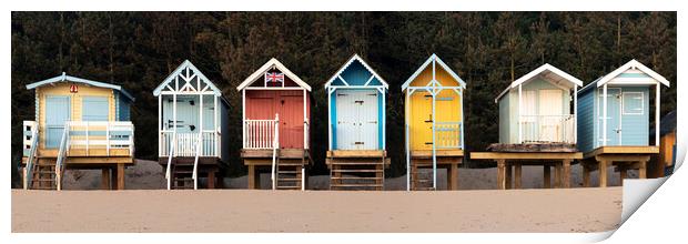 Colourful English Beach huts Print by Sonny Ryse