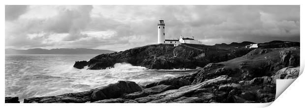 Fanad Lighthouse Ireland Wild Atlantic Way black and white Print by Sonny Ryse