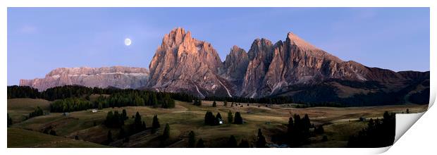 Alp di Suisse Seiser Alm Aline Meadow Sassopiatto sunset Italian Print by Sonny Ryse